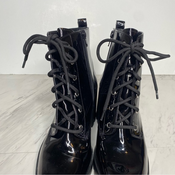 BP Masson Black Patent Heeled Lace Up Boot 8M - Picture 10 of 15